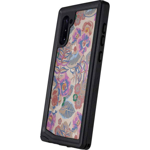Warm Taupe Floral Galaxy Note 10 Waterproof Case