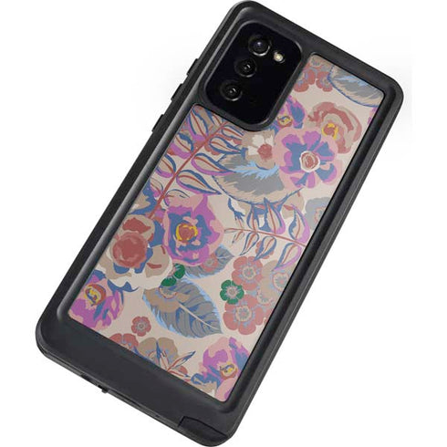 Warm Taupe Floral Galaxy Note20 5G Waterproof Case