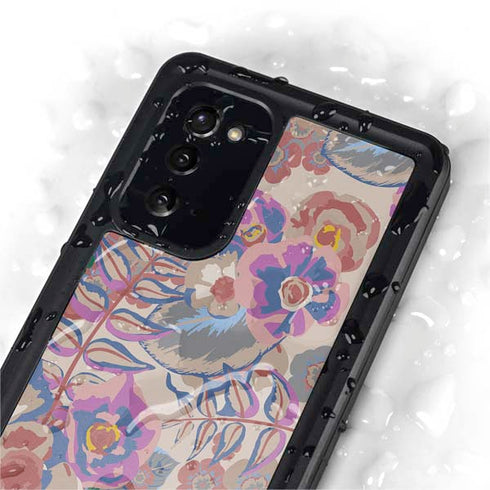 Warm Taupe Floral Galaxy Note20 5G Waterproof Case