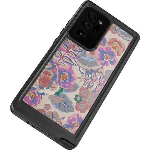 Warm Taupe Floral Galaxy Note20 Ultra 5G Waterproof Case