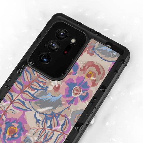 Warm Taupe Floral Galaxy Note20 Ultra 5G Waterproof Case