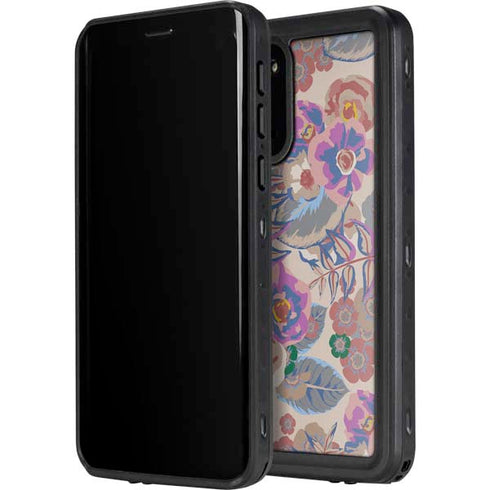 Warm Taupe Floral Galaxy S20 Plus Waterproof Case