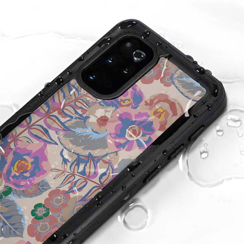 Warm Taupe Floral Galaxy S20 Plus Waterproof Case
