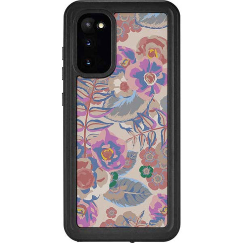 Warm Taupe Floral Galaxy S20 Waterproof Case