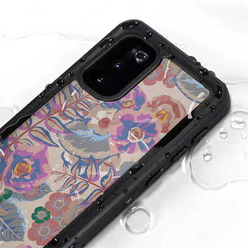 Warm Taupe Floral Galaxy S20 Waterproof Case