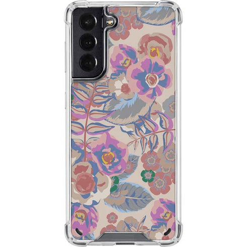 Warm Taupe Floral Galaxy S21 5G Clear Case