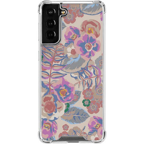 Warm Taupe Floral Galaxy S21 FE Clear Case