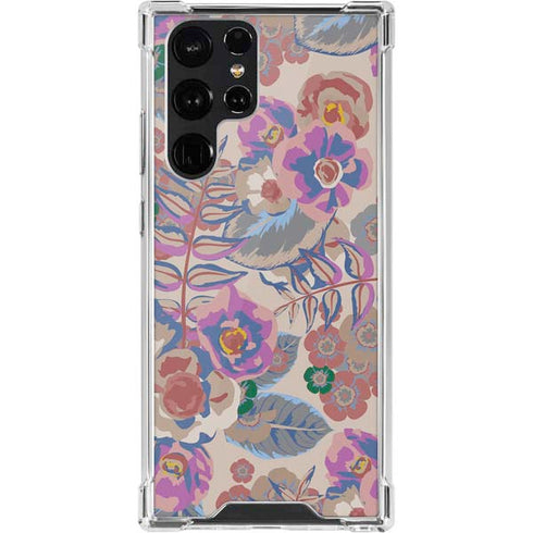 Warm Taupe Floral Galaxy S22 Ultra Clear Case