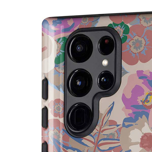 Warm Taupe Floral Galaxy S22 Ultra Pro Case