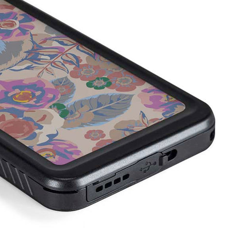 Warm Taupe Floral Galaxy S23 Plus Waterproof Case