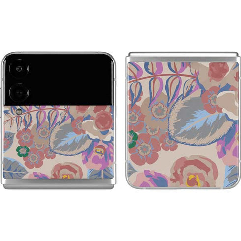 Warm Taupe Floral Galaxy Z Flip4 5G Skin