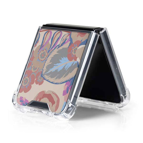 Warm Taupe Floral Galaxy Z Flip5 5G Clear Case