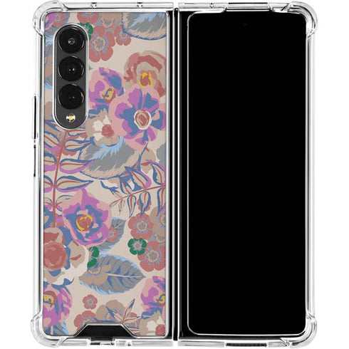 Warm Taupe Floral Galaxy Z Fold4 5G Clear Case