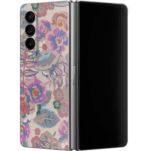 Warm Taupe Floral Galaxy Z Fold4 5G Skin