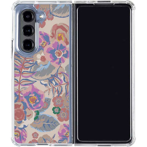 Warm Taupe Floral Galaxy Z Fold5 5G Clear Case
