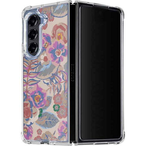 Warm Taupe Floral Galaxy Z Fold5 5G Clear Case