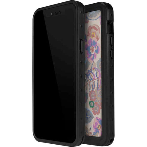 Warm Taupe Floral iPhone 12 Mini Waterproof Case