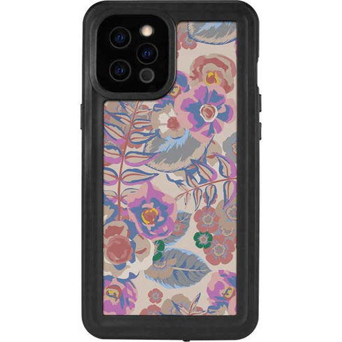 Warm Taupe Floral iPhone 12 Pro Max Waterproof Case