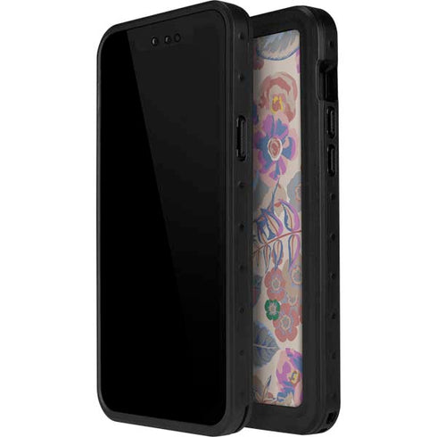 Warm Taupe Floral iPhone 12 Pro Waterproof Case