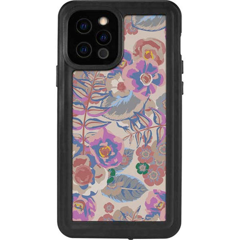 Warm Taupe Floral iPhone 12 Pro Waterproof Case