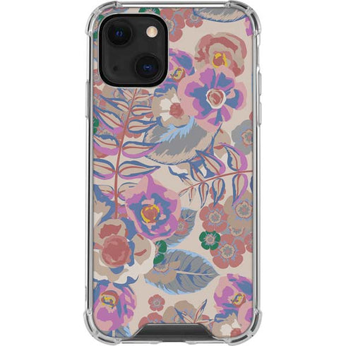 Warm Taupe Floral iPhone 13 Mini Clear Case