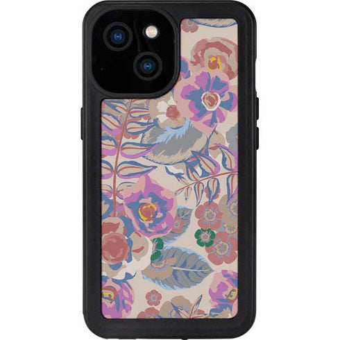 Warm Taupe Floral iPhone 13 Mini Waterproof Case