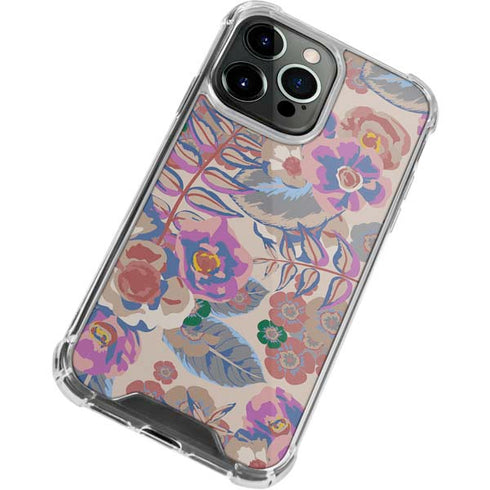 Warm Taupe Floral iPhone 13 Pro Clear Case