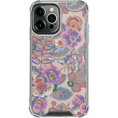 Warm Taupe Floral iPhone 13 Pro Max Clear Case