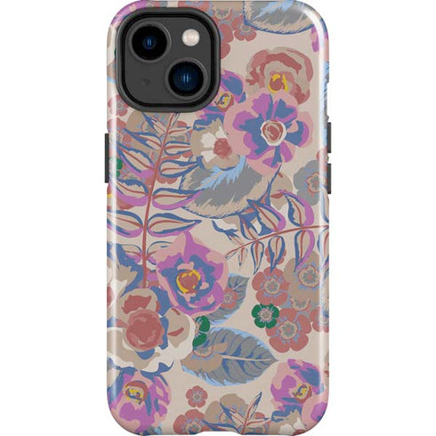 Warm Taupe Floral iPhone 15 Plus Impact Case
