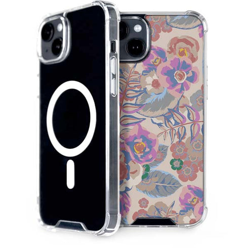 Warm Taupe Floral iPhone 15 MagSafe Case