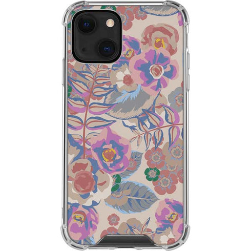 Warm Taupe Floral iPhone 14 Plus Clear Case