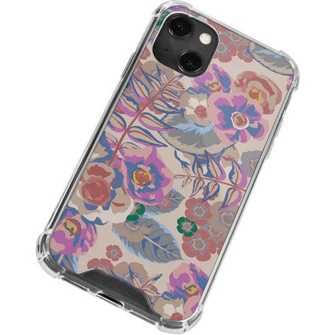 Warm Taupe Floral iPhone 14 Plus Clear Case