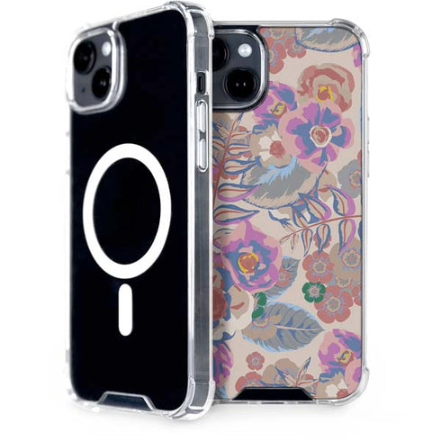 Warm Taupe Floral iPhone 14 Plus MagSafe Case