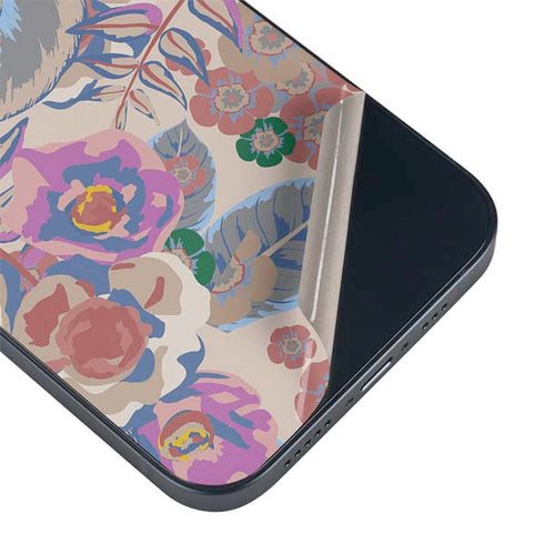 Warm Taupe Floral iPhone 14 Plus Skin