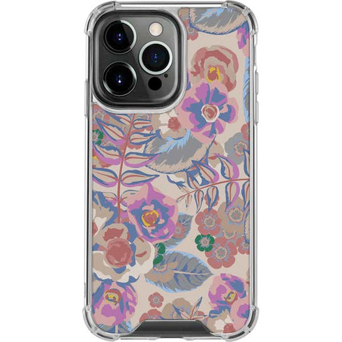 Warm Taupe Floral iPhone 15 Pro Clear Case