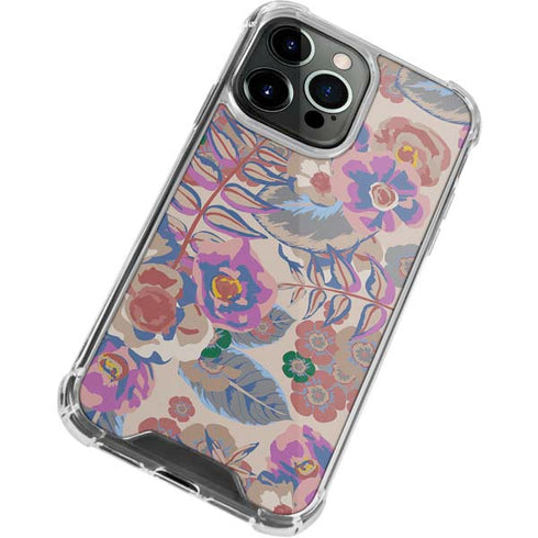 Warm Taupe Floral iPhone 14 Pro Clear Case