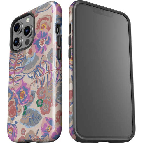 Warm Taupe Floral iPhone 15 Pro Impact Case