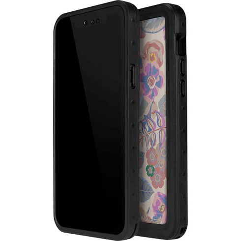 Warm Taupe Floral iPhone 14 Pro Max Waterproof Case