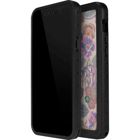 Warm Taupe Floral iPhone 15 Waterproof Case