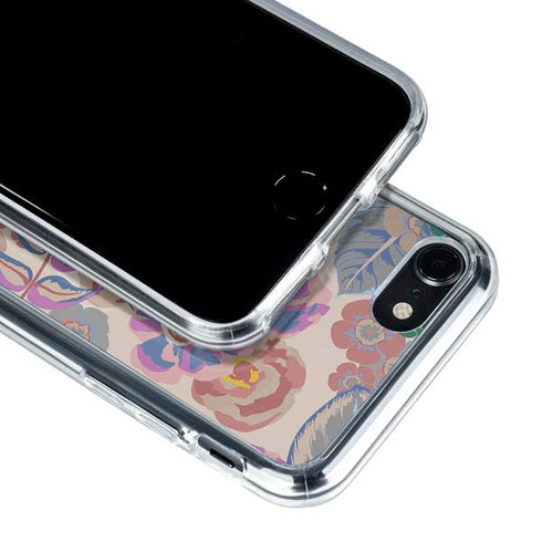 Warm Taupe Floral iPhone SE (2nd & 3rd Gen) Clear Case
