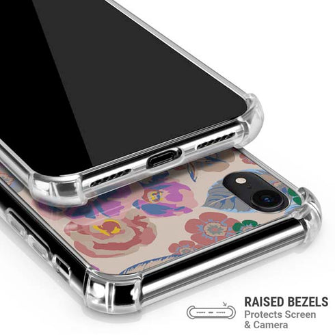 Warm Taupe Floral iPhone XR Clear Case