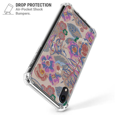 Warm Taupe Floral iPhone XR Clear Case