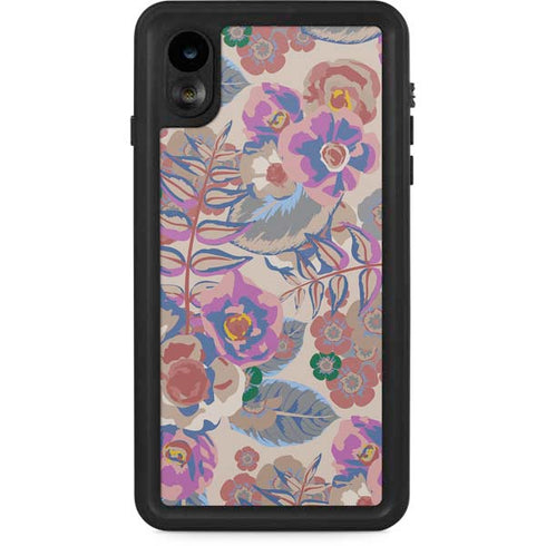Warm Taupe Floral iPhone XR Waterproof Case