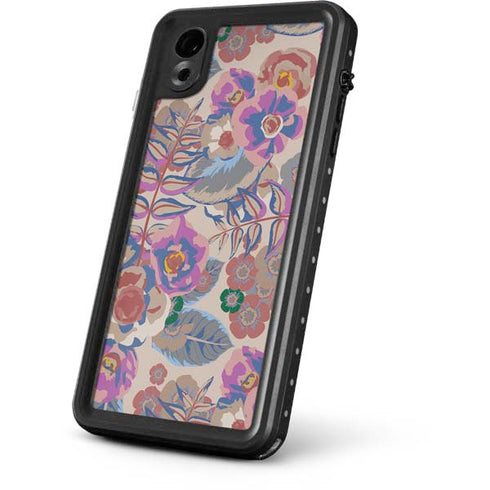 Warm Taupe Floral iPhone XR Waterproof Case