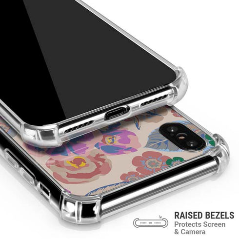 Warm Taupe Floral iPhone XS Max Clear Case