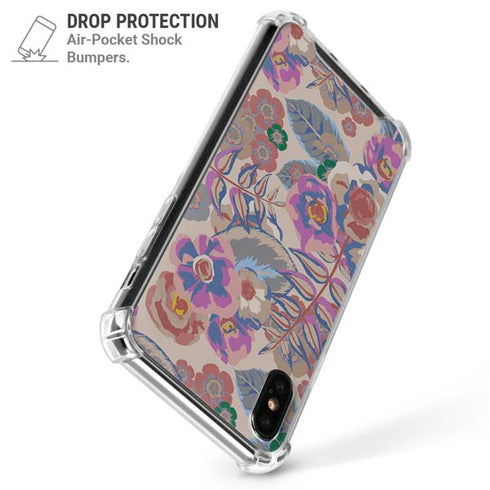 Warm Taupe Floral iPhone XS Max Clear Case
