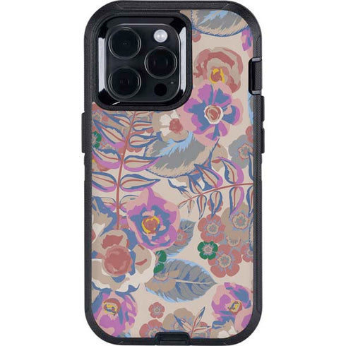 Warm Taupe Floral Otterbox Defender iPhone Skin