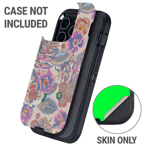 Warm Taupe Floral Otterbox Defender iPhone Skin