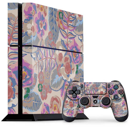 Warm Taupe Floral PS4 Console and Controller Bundle Skin