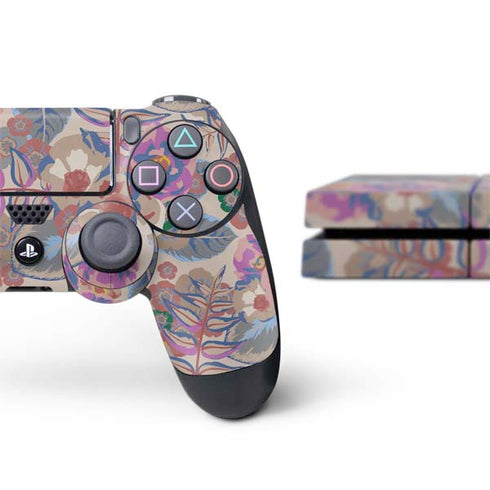 Warm Taupe Floral PS4 Console and Controller Bundle Skin